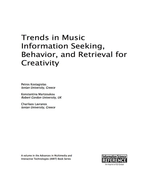 Cover image for book Trends in Music Information Seeking, Behavior, and Retrieval for Creativity