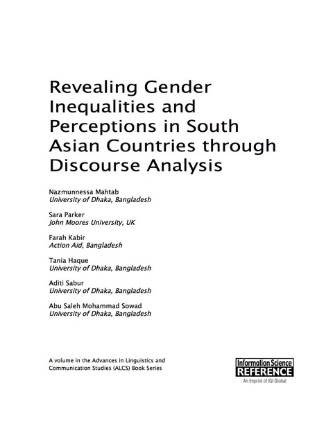Cover image for book Revealing Gender Inequalities and Perceptions in South Asian Countries through Discourse Analysis