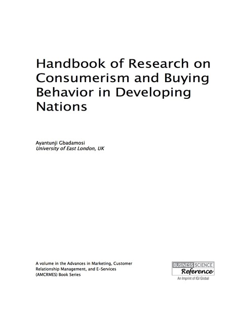 Cover image for book Handbook of Research on Consumerism and Buying Behavior in Developing Nations