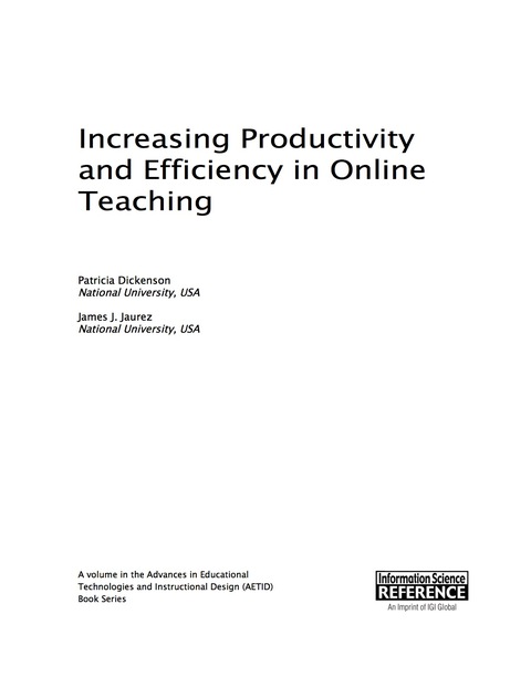 Cover image for book Increasing Productivity and Efficiency in Online Teaching