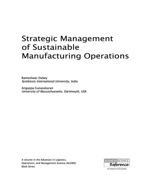 Cover image for book Strategic Management of Sustainable Manufacturing Operations