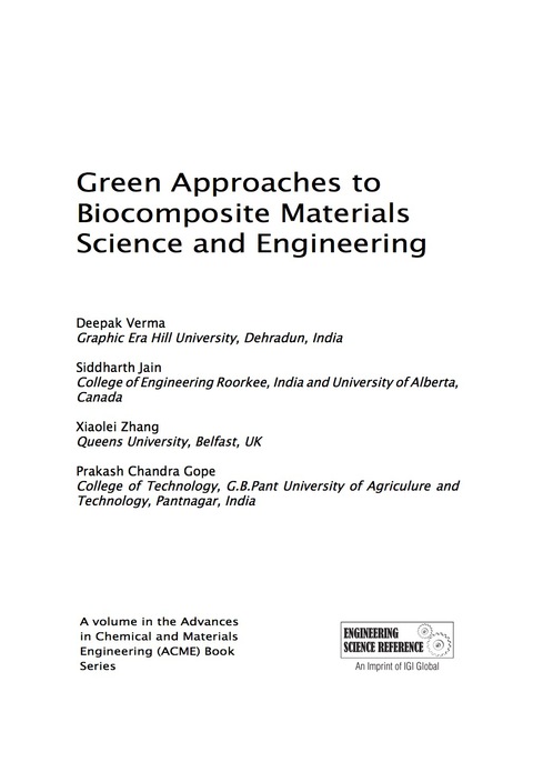 Cover image for book Green Approaches to Biocomposite Materials Science and Engineering