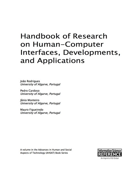 Cover image for book Handbook of Research on Human-Computer Interfaces, Developments, and Applications