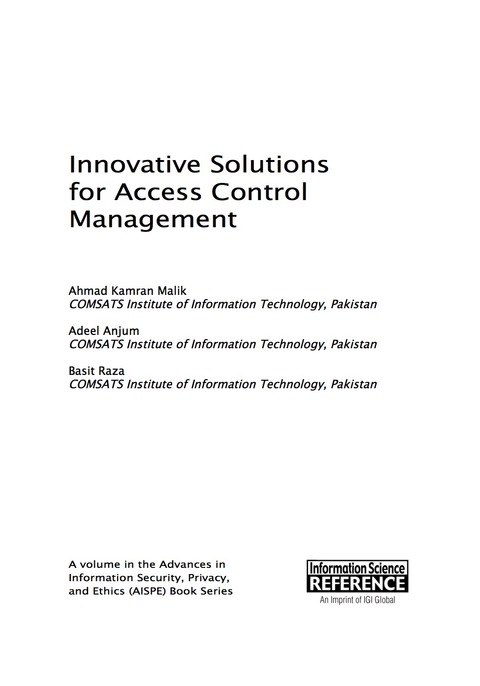 Cover image for book Innovative Solutions for Access Control Management