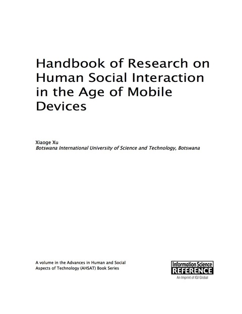 Cover image for book Handbook of Research on Human Social Interaction in the Age of Mobile Devices