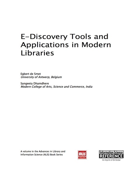Cover image for book E-Discovery Tools and Applications in Modern Libraries