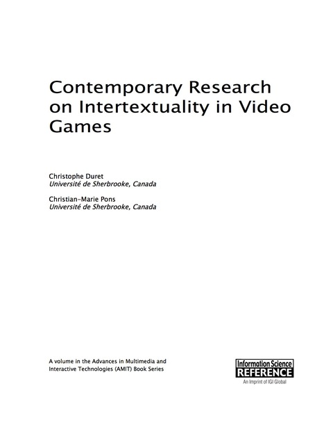 Cover image for book Contemporary Research on Intertextuality in Video Games