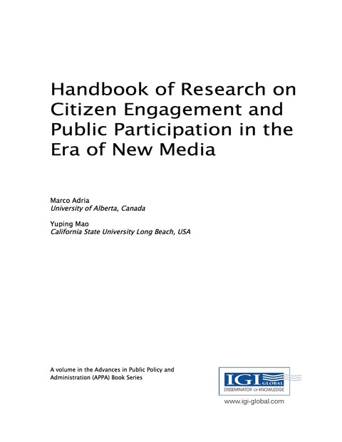 Cover image for book Handbook of Research on Citizen Engagement and Public Participation in the Era of New Media