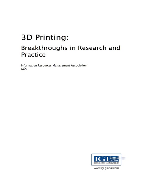 Cover image for book 3D Printing: Breakthroughs in Research and Practice