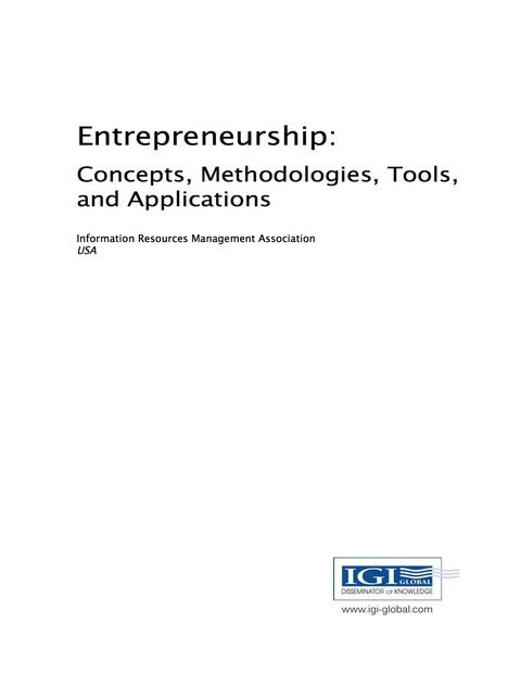 Cover image for book Entrepreneurship: Concepts, Methodologies, Tools, and Applications