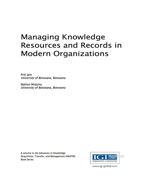 Cover image for book Managing Knowledge Resources and Records in Modern Organizations
