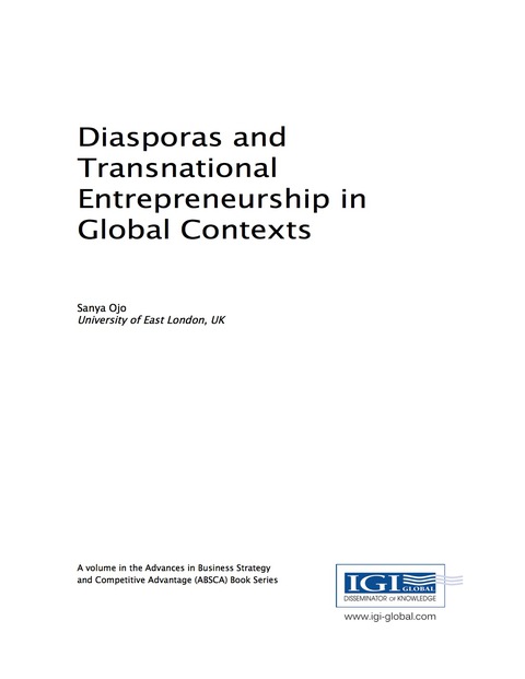 Cover image for book Diasporas and Transnational Entrepreneurship in Global Contexts