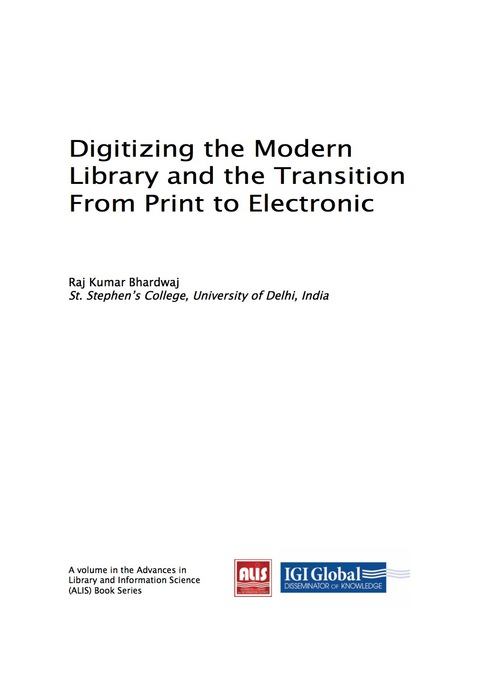 Cover image for book Digitizing the Modern Library and the Transition From Print to Electronic