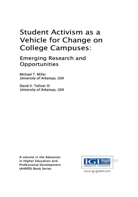 Cover image for book Student Activism as a Vehicle for Change on College Campuses: Emerging Research and Opportunities