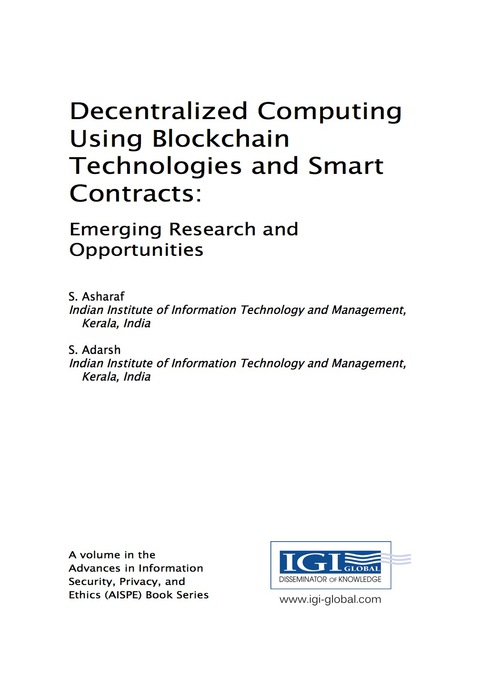 Cover image for book Decentralized Computing Using Blockchain Technologies and Smart Contracts: Emerging Research and Opportunities