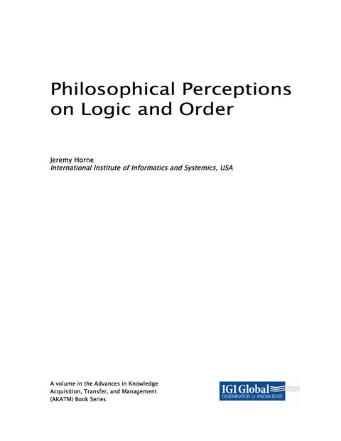 Cover image for book Philosophical Perceptions on Logic and Order