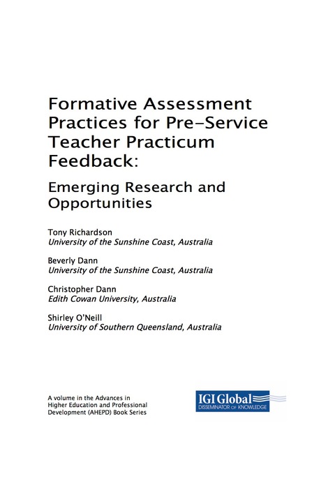 Cover image for book Formative Assessment Practices for Pre-Service Teacher Practicum Feedback: Emerging Research and Opportunities