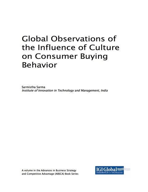 Cover image for book Global Observations of the Influence of Culture on Consumer Buying Behavior