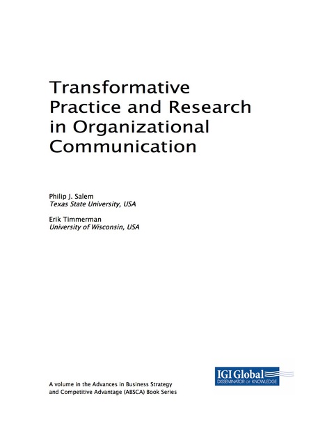 Cover image for book Transformative Practice and Research in Organizational Communication