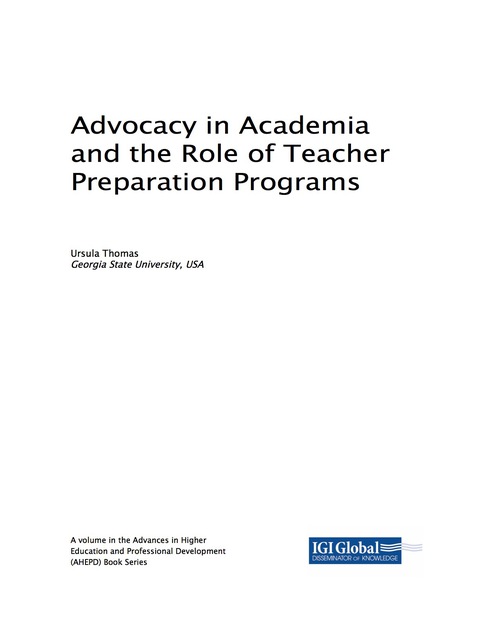 Cover image for book Advocacy in Academia and the Role of Teacher Preparation Programs