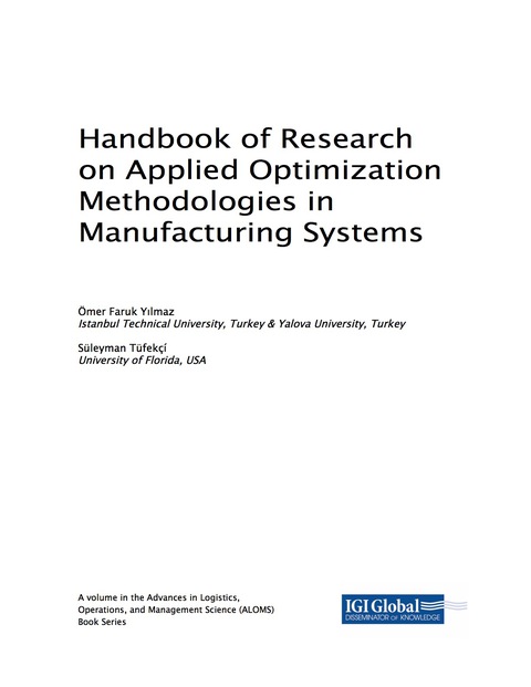 Cover image for book Handbook of Research on Applied Optimization Methodologies in Manufacturing Systems