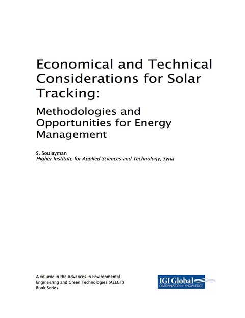 Cover image for book Economical and Technical Considerations for Solar Tracking: Methodologies and Opportunities for Energy Management