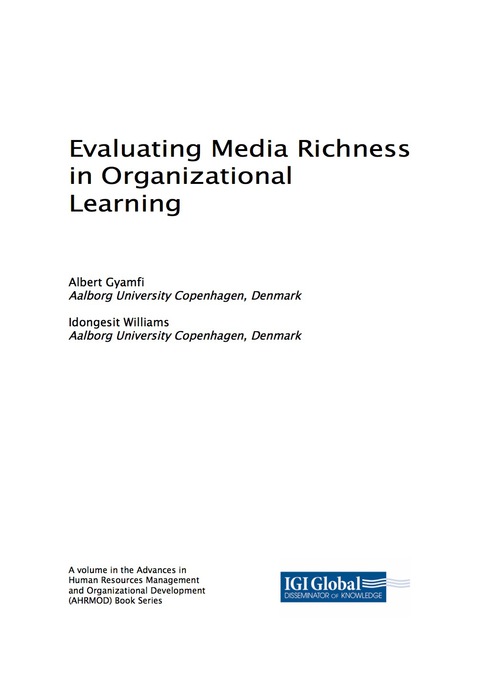 Cover image for book Evaluating Media Richness in Organizational Learning
