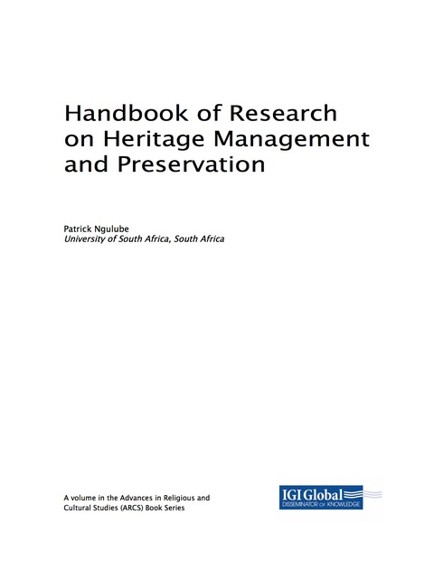 Cover image for book Handbook of Research on Heritage Management and Preservation