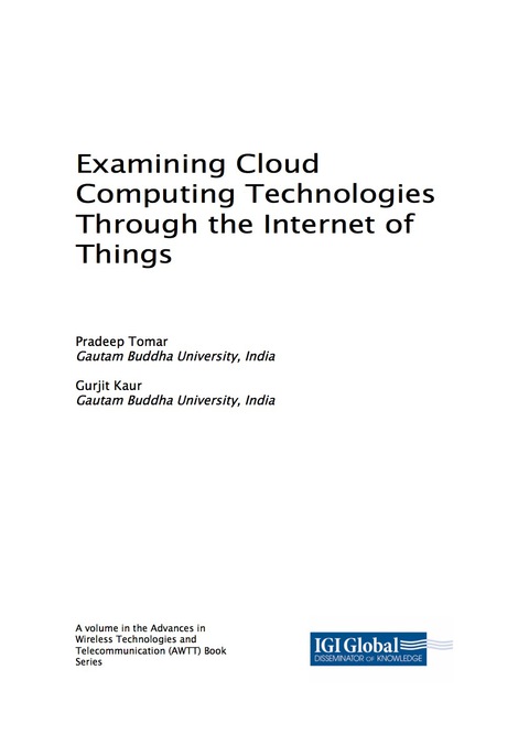 Cover image for book Examining Cloud Computing Technologies Through the Internet of Things