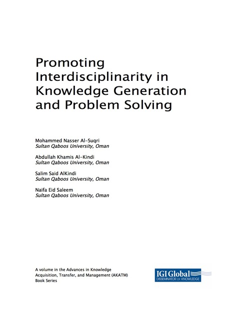 Cover image for book Promoting Interdisciplinarity in Knowledge Generation and Problem Solving