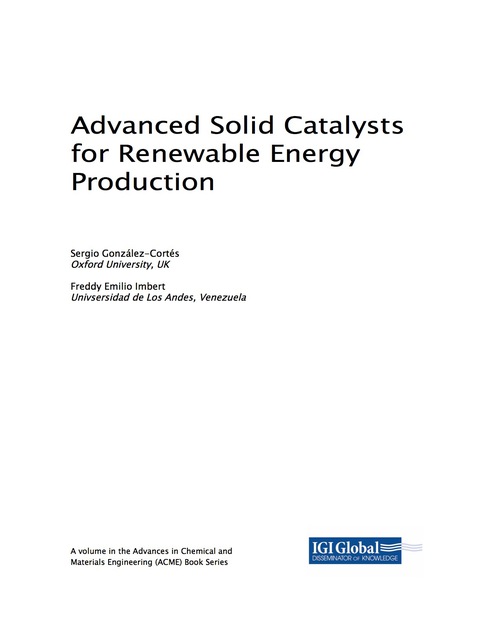 Cover image for book Advanced Solid Catalysts for Renewable Energy Production