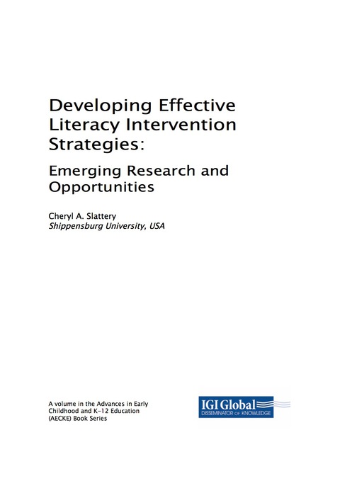 Cover image for book Developing Effective Literacy Intervention Strategies: Emerging Research and Opportunities