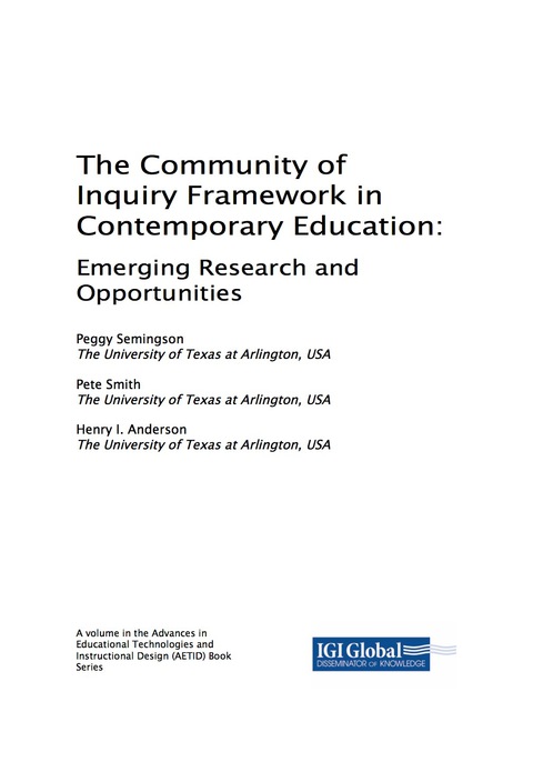 Cover image for book The Community of Inquiry Framework in Contemporary Education: Emerging Research and Opportunities