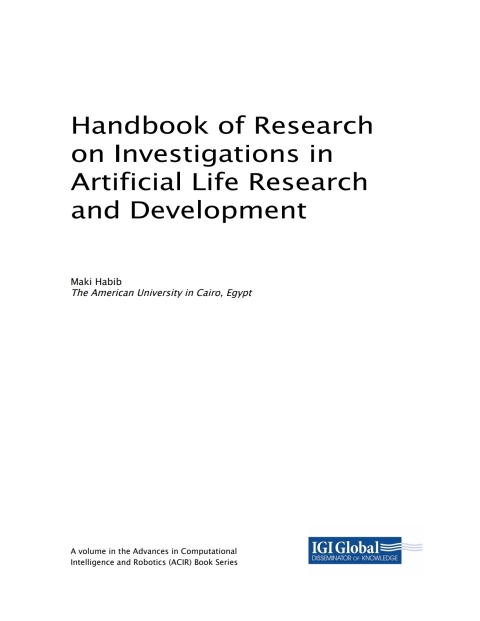 Cover image for book Handbook of Research on Investigations in Artificial Life Research and Development