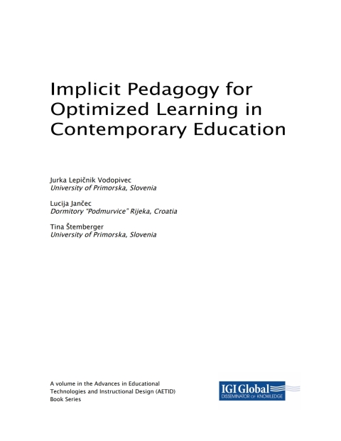 Cover image for book Implicit Pedagogy for Optimized Learning in Contemporary Education