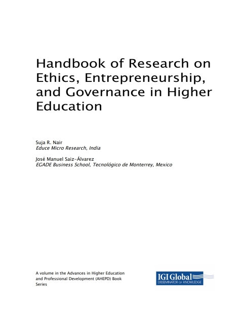 Cover image for book Handbook of Research on Ethics, Entrepreneurship, and Governance in Higher Education