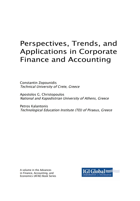 Cover image for book Perspectives, Trends, and Applications in Corporate Finance and Accounting