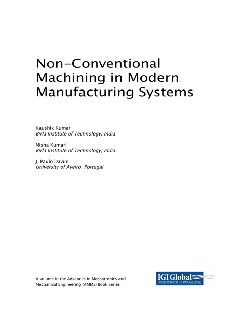 Cover image for book Non-Conventional Machining in Modern Manufacturing Systems