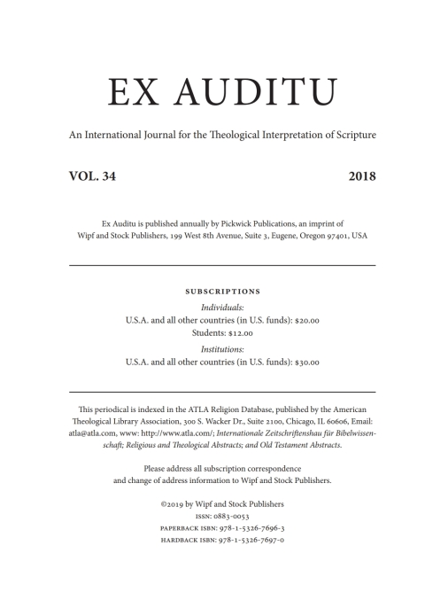 Cover image for book Ex Auditu - Volume 34