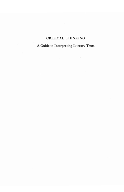 Cover image for book Critical Thinking