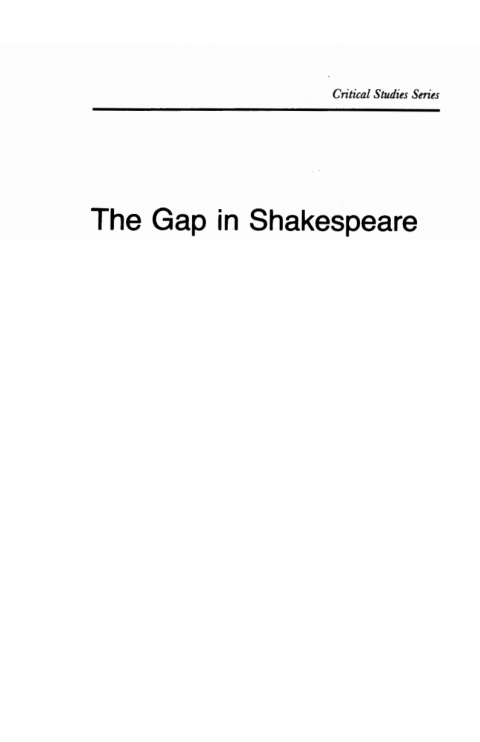 Cover image for book The Gap in Shakespeare