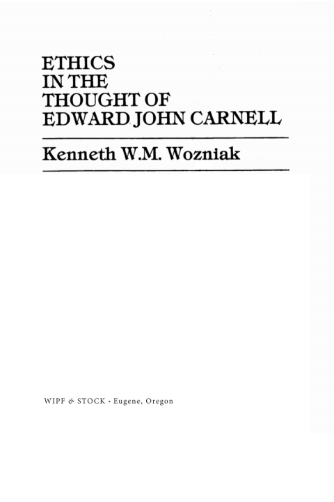 Cover image for book Ethics in the Thought of Edward John Carnell
