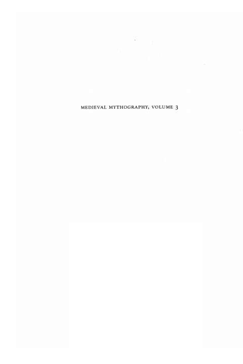 Cover image for book Medieval Mythography, Volume Three