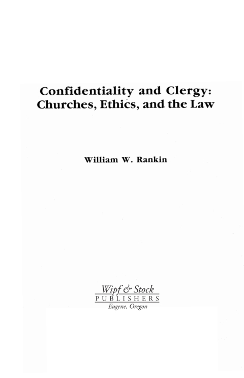 Cover image for book Confidentiality and Clergy