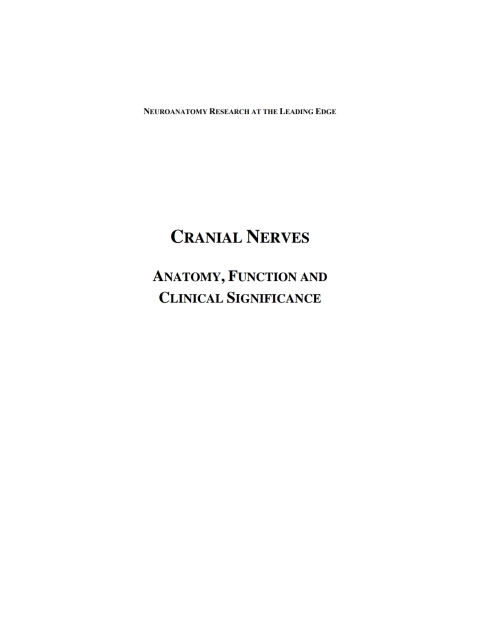 Cover image for book Cranial Nerves: Anatomy, Function and Clinical Significance