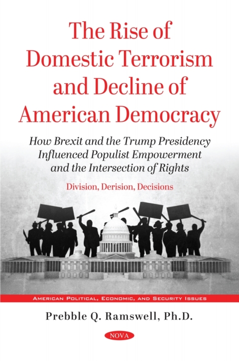 Cover image for book Division, Derision, Decisions: The Rise of Domestic Terrorism and Decline of American Democracy. How Brexit and the Trump Presidency Influenced Populist Empowerment and the Intersection of Rights