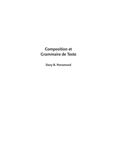 Cover image for book Composition et grammaire de texte