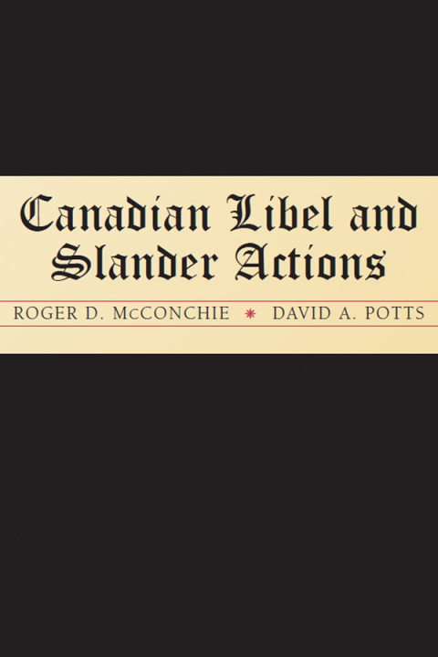 Cover image for book Canadian Libel and Slander Actions
