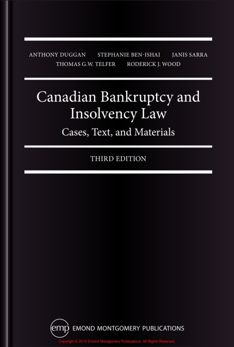 Cover image for book Canadian Bankruptcy and Insolvency Law: Cases, Text, and Materials