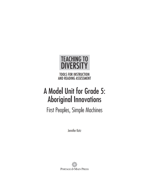 Cover image for book A Model Unit For Grade 5: Aboriginal Innovations